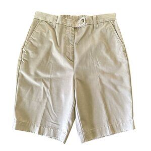 Lands’ End Women’s Fit 3 Chino Shorts Size 8P Beige Khaki Mid Rise Classic